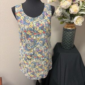 Cabi Floral Chiffon Sleeveless Blouse – Lightweight & Lined – Size Small